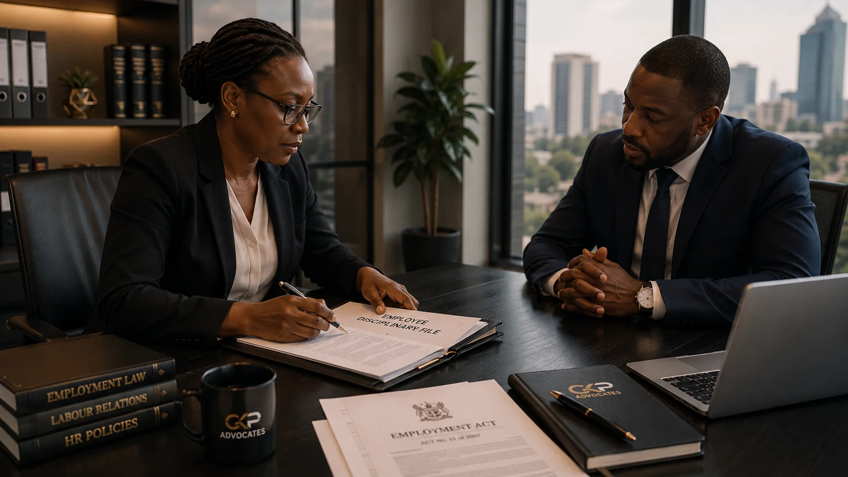 Employment lawyer advising an employer on employee termination in Kenya